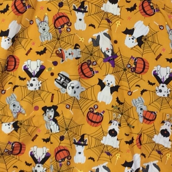 Serene Uniforms Women’s L Halloween Puppies Scrub Top Orange Black Polyester - Picture 2 of 5